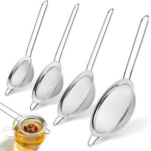 lot 20071 image: 2PCS Fine Mesh Strainer Set, Premium Stainless Steel Fine Mesh Strainers, Food Fine Sieve with Non-Slip Handle, Perfect for Juice, Baking Flour, Drinks, Cocktails, Rice, Jam, Tea