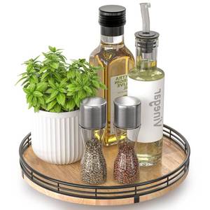 lot 20080 image: 10 Lazy Susan Oak Wood Turntable Organizer for Cabinet, Round Wooden Farmhouse Lazy Susan Organization and Storage for Dining Table, Pantry, Kitchen, Countertop, Cupboard,Home Decor
