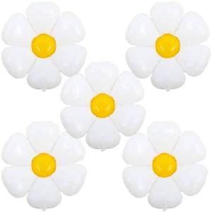 lot 20089 image: HORUIUS Daisy Balloons White Flower Balloon Daisy Themed Party Birthday Wedding Decoration Supplies 30inch 5PCS