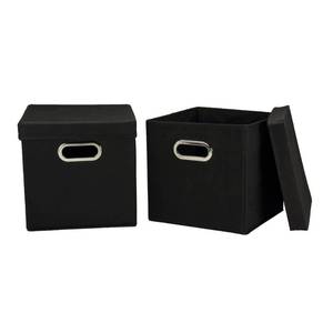 lot 20090 image: Household Essentials 34-1 Decorative Storage Cube Set with Removable Lids  Black  2-Pack