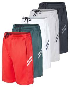 lot 20096 image: Real Essentials 5 Pack Boys Athletic Basketball Sports Shorts Pockets - Quick Dry Youth Teens Kids Gym, 12-14