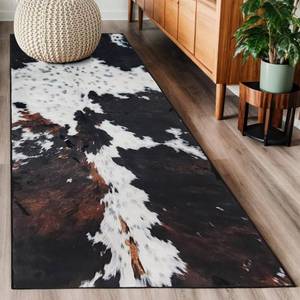 lot 20104 image: MUGINYU Western Cowhide Runner Rug 2x6 for Bathroom Home Decor,Brown Cow Print Rug,Farmhouse Cowboy Animal Fur Area Rug Non Slip Washable (Brown Cow)