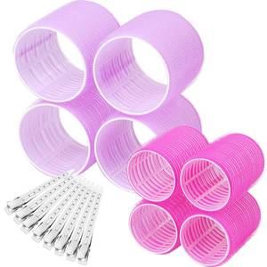 lot 20109 image: Self Grip Hair Rollers Curlers 16 Pcs Set with 8Pcs Hair Rollers 2 Sizes (4 Jumbo & 4 Large) and 8 Pcs Hair Clips for Long Medium Short Thick Fine Thin Hair Volume