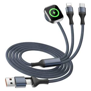 lot 20132 image: 3 in 2 Multi Charging Cable Cord for iWatch ChargerIPUSB C,Travel Cruise Essentials,Braided USB AC Cable iPhone Charger for Multiple Devices,Car Accessories for iWatch SeriesiPhone 17-11iPad-4FT