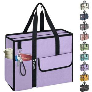 lot 20135 image: BALEINE Large Utility Tote Bag with Reinforced Bottom, Multi-Pockets and Top Zipper Closure, Perfect for Teachers, Nurses, Travel, Work - Water-Resistant (Large, Purple)