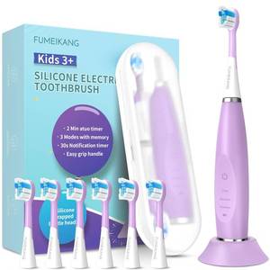 lot 20145 image: FUMEIKANG Kids Electric Toothbrushes Sonic Rechargeable Tooth Brush Gifts for Boys and Girls Smart Timer Power Toothbrush - 3 4 5 6 7 8 9 10 11 12 (Purple)