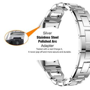 lot 20147 image: Abanen Bling Bands for Fitbit Charge 6  Charge 5, Alloy Crystal Bands Adjustable Women Hollow Lightweight Wristbands Strap Bracelet for Fitbit Charge 5 Advanced Tracker (Silver)
