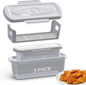 lot 20149 image: QQIZHA Batter Bowl with Lid, 2-Pack Fish Batter Shaker, Better Breader Shaker Bowl with Breading Shaker Tray, Batter Bowl with Lids Shaker for Frying Chicken Wings Fish Onion Rings Veggies (White)