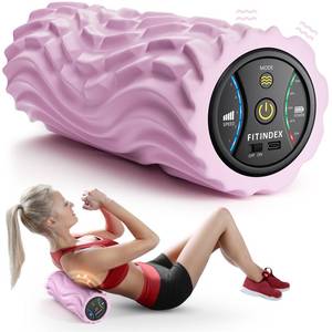 lot 1531 image: FITINDEX Vibrating Foam Roller for Back Pain, 5-Speed Foam Roller Muscle Massage, Exercise, Yoga, Muscles Deep Tissue, Pilates, Physical Therapy, Recovery, Neck, Leg, Rechargeable, Pink