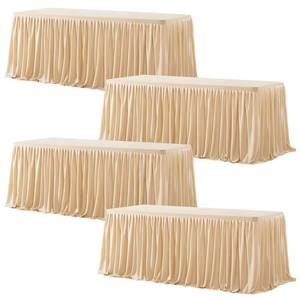lot 1539 image: Wish Care 4 Pack Champagne Rectangle Table Clothes for 6 Foot Tables, Polyester Fitted Tablecloths 6ft Stretch Table Cover for Wedding, Birthday, Parties, Trade Show, Craft Show