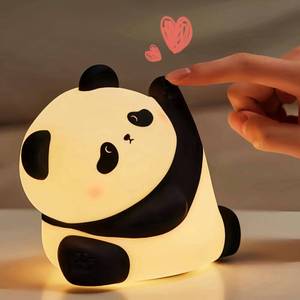 lot 2348 image: YR YRHH-PET Kungfu Pose Panda Night Light, LED Squishy Novelty Animal Cute Lamp, Food Grade Silicone Nightlight, 3 Level Dimmable, Light Up Panda Decor for Room College Dorm, Funny Gifts