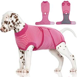 lot 2351 image: FUAMEY Recovery Suit for Dogs Post-Surgery,Dog Surgery Suit Female Spay Dog Onesie for Surgery Female Collar Cone Alternative Surgical Shirt,Male Dog Neuter Suits Rose Stripes XS