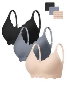 lot 2353 image: Angelhood Seamless Bras Women Soft Jelly Push Up Wireless Bra Supportive V Neck No Underwire Comfort Tshirt Bralettes