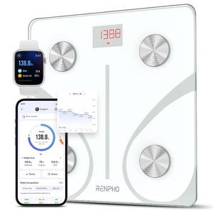 lot 2360 image: RENPHO Smart Scale for Body Weight, FSA&HSA Eligible, Digital Bathroom Scale BMI Weighing Bluetooth Body Fat Scale, Body Composition Monitor Health Analyzer with Smartphone App (White, 11280mm)
