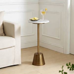 lot 3943 image: Aoligrace White Marble Drink Table,Small End Table with Metal Pedestal Stand,Antique Gold Cocktail Martini Tables for Small Spaces,Modern Side Tables for Living Room,Patio,Bedroom(Irregular Shape)