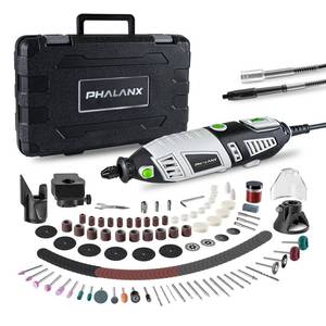 lot 3951 image: PHALANX 180W Rotary Tool Kit, 1.5-Amp 6 Variable Speed with Flex Shaft, 8000-35000RPM Rotary Multi-Tool& 213pcs Accessories Kit, Power Multiuse Set Prefect for Crafting Projects and DIY Creations