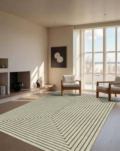 lot 3960 image: Latte&Fog 6x9 Area Rugs for Living Room Bedroom, Beige Modern Abstract Washable Rug, Boho Non Slip Low Pile Carpet for Indoor Dining Room, Office, Dorm, Classroom, Farmhouse and Kids Room - Beige