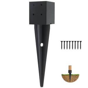 lot 3968 image: 1 Pcs 4x4 Fence Post Anchor Ground Spike 16(Inner Size 3.6x3.6) Black Powder Coated��Mailbox Post Anchors, for Deck,Fence,Railing,Mailbox..