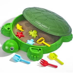 lot 3981 image: VROGTIK Turtle Sandbox with Lid & Beach Toys Set, 38 Kids Sandbox for Toddlers 3-8, Indoor Outdoor Sensory Play Sand Box with Cover, Summer Gift for Ages 3-8