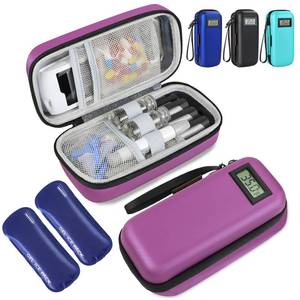 lot 4066 image: Insulin Cooler Travel Case, Portable Temperature Display Medicine Travel Cooler, Diabetes Case with 2 Reusable Ice Packs TSA Approved for Diabetic Supplies Patent Pending(Purple)