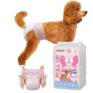 lot 4084 image: Dono Disposable Pull It Up Female Dog Diapers, 360° Stretchy Waist Puppy Diapers, Super-Absorbent Doggie Diapers with Rapid-Dry Technology Leak-Proof Design for Doggy in Heat Period, L 10 Pcs
