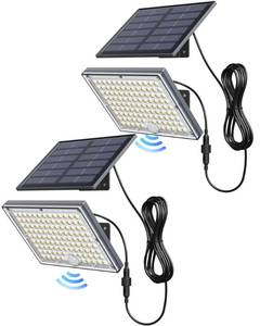 lot 4093 image: JACKYLED Solar Lights for Outside with Motion Sensor, 113 Bright LEDs 9000K Solar Flood Lights Outdoor Waterproof, Dusk to Dawn Solar spot Lights, Solar Security Lights with 16.4ft Cable, 2 Pack