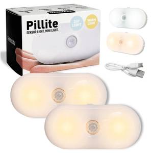 lot 4118 image: LIBERATECH Rechargeable Motion Sensor Night Light, 2-Color White & Warm Toilet Light with AutoOn Mode, Magnetic & Adhesive Installation for Bathroom, Bedroom, Hallway (2 Pack)