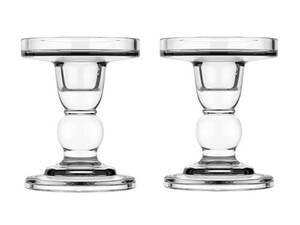 lot 6015 image: 2Pcs Glass Candle Holders,Crystal Glass Candle Holder,Clear Pillar Taper Candlestick for Wedding, Party, Holiday Decoration (Medium)