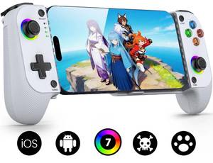 lot 6023 image: Mocagen MC1 Phone Controller for iPhone(All Model)Android - Hall Effect Joystick, Enhanced Grip, Case-Friendly, Wireless Mobile Gaming Controller with 7 Lights Color, Travel Dust Bag, Turbo, Triggers
