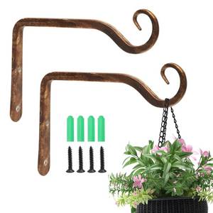 lot 6032 image: Jardim 2 Pack 6 Inch Premium Decorative Metal Iron Wall Hook, Indoor Outdoor Plant Hanger, Rustic Hanging Gardening Bracket Hook, for Planters, Bird Feeders, Lanterns, Wind Chimes (Coffee)