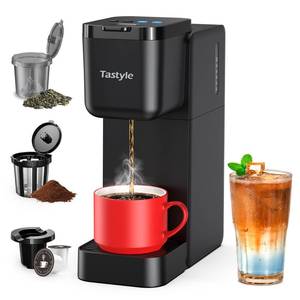 lot 6063 image: Tastyle Single Serve Coffee Maker for K Cup, Ground and Tea Leaves, Hot and Iced Coffee Machines with Bold Setting, 6 to 16 Oz Brew Sizes, Compact for Small Spaces, Black (2.0 Version)