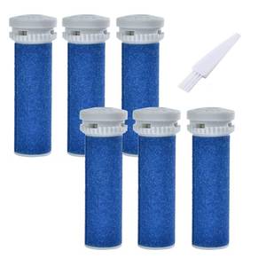 lot 6088 image: A6 Pack Blue Extra Coarse Replacement Roller Refills Compatible with Scholl Express Pedi Foot Smoother Include a Cleaning Brush