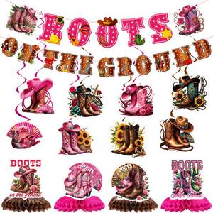 lot 6101 image: Happy Holi Decorations Set, Holi Party Banner and Hanging Swirls with Honeycomb Centerpieces, Party Decor for Home Indoor Celebration Festival Backdrop Supplies