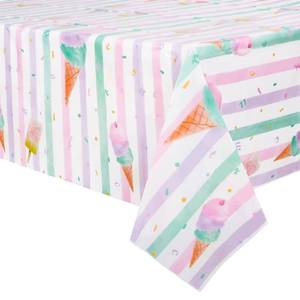lot 6104 image: WERNNSAI Ice Cream Table Cloth - 1 Pack 108 X 54 Summer Tablecloths Ice Cream Party Decorations Pink Sprinkle Table Cover for Kids Girls Sweet One Birthday Baby Shower Supplies
