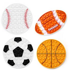 lot 6106 image: 4 PCS Sports Fidgets, Sports Push Bubble Fidget, Stress Anxiety Relief Relax Objects, Silicone Squeeze Set for Adults School Party Favors (Baseball, Football, Soccer, Basketball)