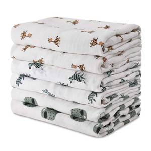 lot 6130 image: GLLQUEN BABY Receiving Blanket Boy Cotton Muslin Swaddle Blankets Girl Newborn Squares Breathable & Soft Thin Baby Blankets Cloths Double Absorbent Infant Swaddling Wrap - 6 Pack (Giraffe)