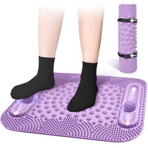 lot 6424 image: GEENOA Foot Massage Mat with Two Massage Balls, 5-Zone Acupressure & Reflexology Mat for Various Stimulation, Portable Pressure Point Pad for Feet Relaxation, Pain, Fatigue Relief(Purple)