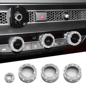 lot 6436 image: Tecledsn 4PCS Bling Car Accessories AC Knob Covers, Air Condition Switch Trim, Automotive Interior Decorated Button Knob Covers Compatible with Civic