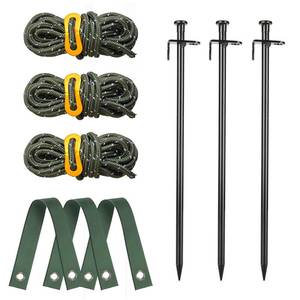 lot 6463 image: Tree Stakes and Supports, Fetanten Tree Stake Kit with Tree Straps and Rope in Outdoor Yard, 6 PCS 15.8 Inch Heavy Duty Steel Tree Stabilizer Ground Anchor Protect Leaning Tree Straightening