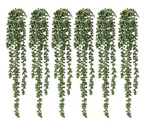 lot 6467 image: dallisten 6 Pcs Artificial Succulents Hanging Plants, Fake String of Pearls Greenery Plants, Decoration for Wall, Home, Backdrop, Garden, Indoor and Outdoor