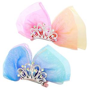 lot 6469 image: WLLHYF Diamond Crown Hair Pin Bow Gradient Metal Side Barrette Princess Headband Mini Birthday Styling Headdress Accessories for Girls Kids