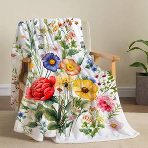 lot 6482 image: Floral Blanket Vintage Flowers Blankets Butterfly Wildflowers Throw Blanket Soft Cozy Flannel Fleece Throw Blanket Colorful Daisy Plants Bed Blanket for Couch Sofa, 50�60