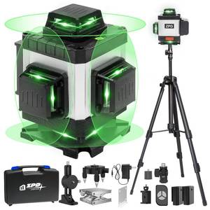 lot 6488 image: Laser Level, ZPD Laser Level with Tripod, 4 x 360 Self Leveling Laser Measuring Tool Green Lazer Level 16 Line Level Laser 360 Self Leveling for Construction, Home Renovation, Picture Hanging