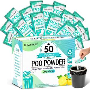 lot 8148 image: CRAZYTHUR Portable Toilet Gel, 50 Packets Camp Toilet Portable Gel, Poo Powder with Lemon Scent, Eco Gels for Portable Toilets Powder, Travel Toilets Gels for Outdoor Camping and Hiking