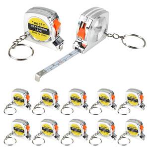 lot 8156 image: 12 Pack 3ft Mini Tape Measure Keychain, Sliver Portable Retractable Small Tape Measure with Slide Lock, Construction Party Favors for Prize Bag Filler DIY Projects School Office Home Project Daily Use