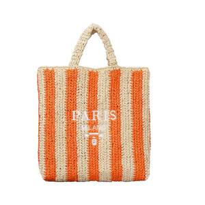 lot 8159 image: OWGSEE Straw Beach Bag for Women Summer Woven Tote Bag Packable Straw Purses and Handbags for Vacation Holiday (M-Orange)