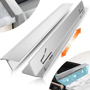 lot 8174 image: 2PCS Kitchen Stove Counter Gap Covers, Stainless Steel Gap Cover, Cooktop Trim Kit, Stove Gap Guards, Oven Gap Filler, Heat Resistant & Effectively Protect Stove Gap Filler(13.8-27.5 Silver)