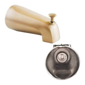 lot 8192 image: SENTO Gold Universal Bathroom Tub Spout with Diverter, Durable Heavy Duty Metal Bathtub Faucet with Shower Diverter - 4 Inches 12 IPS Inside Thread, Satin Brass