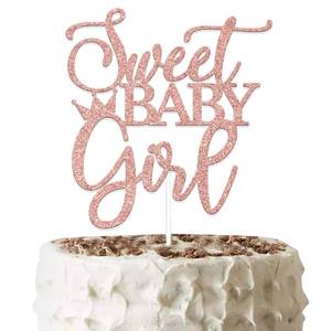 lot 8198 image: Sweet Baby Girl Cake Topper - Newborn Baby Welcome Baby Gender Reveal Party Decorations - Girl 1st Birthday Cake Decoration