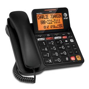 lot 9850 image: AT&T CD4930 Black Corded Phone with Digital Answering System, Caller ID, Extra-Large Tilt Backlit Display & Big Buttons